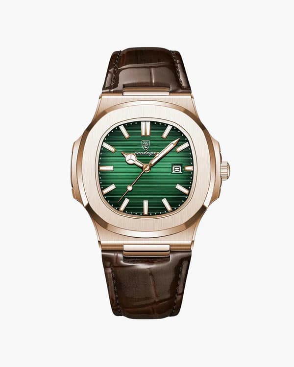 Patek Phillipe leather Brown Strap Green Dial master II