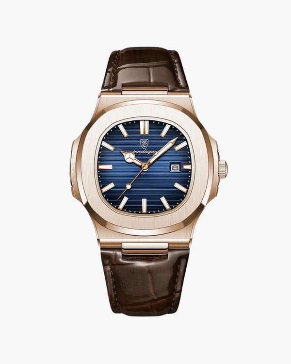 Patek Phillipe leather Brown Strap Blue Dial master II